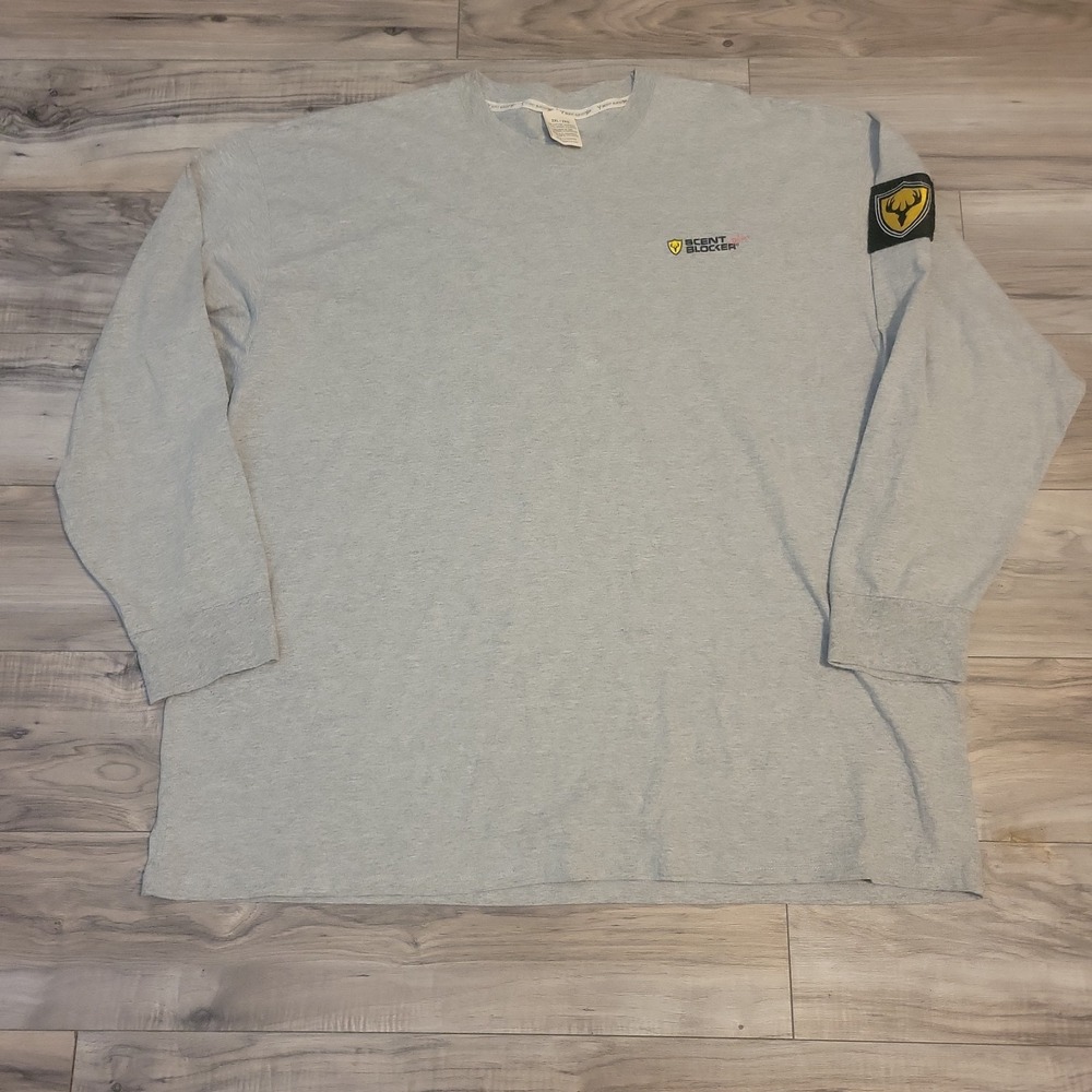 Vintage Scent Blocker Crewneck T-Shirt Mens 2XL Gray Long Sleeve